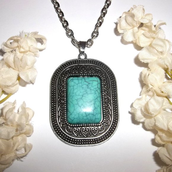 Necklace, Turquoise Necklace, Turquoise Blue Necklace, Necklace, Necklace A754 - Picture 1 of 8